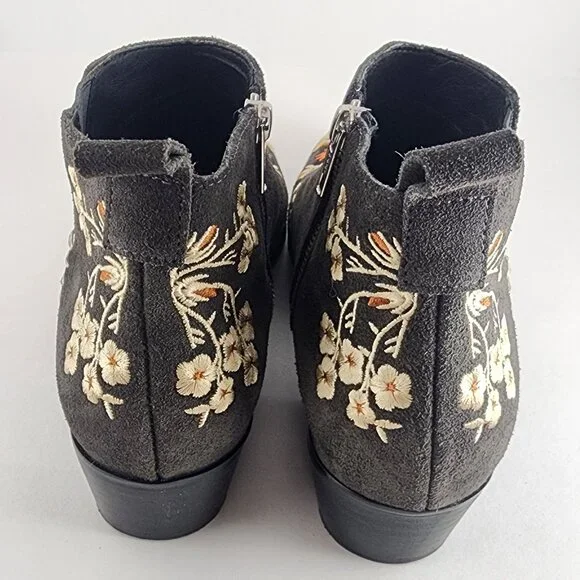 Johnny Was Women's Gray Floral Leather Embroidered Sammi West Boots 9 EUR 39